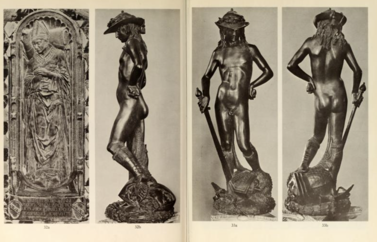 visual of Donatello's David, from front, side, and back.